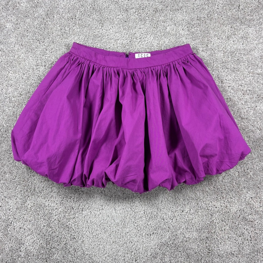 TCEC Fuchsia Purple Bubble Mini Skirt Pleated Cotton Party Event CS3426 Womens S